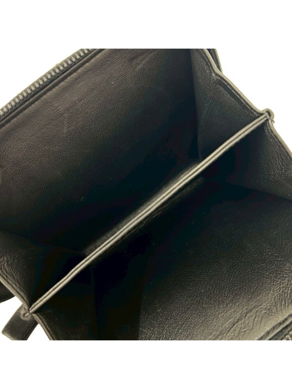 Prada Triangle Logo Leather Bifold Wallet Mini Coin Case Card Black - Picture 10 of 10